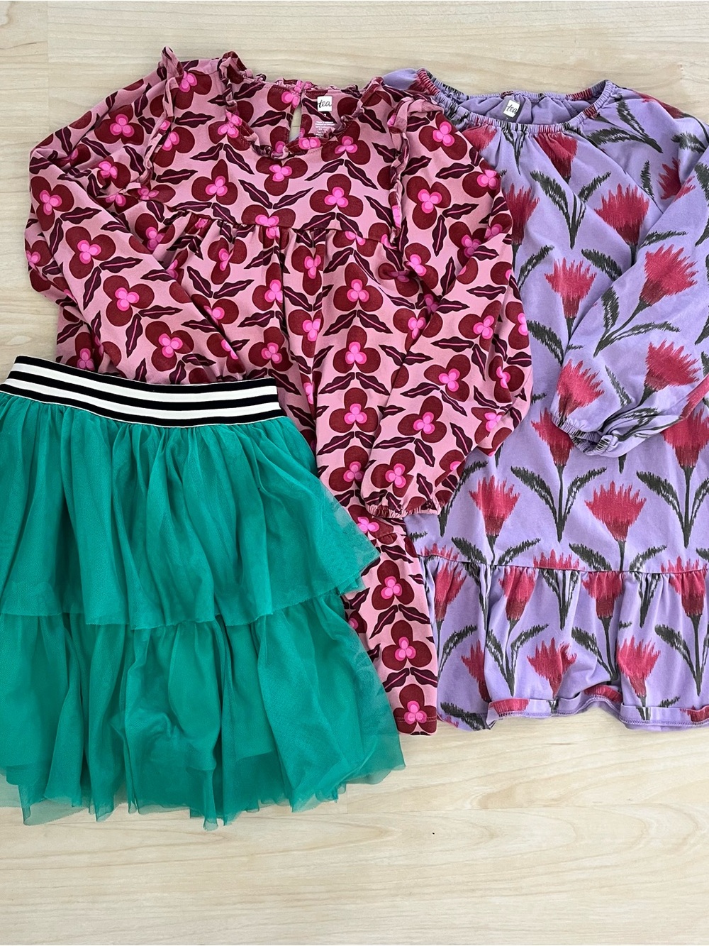 Tea Collection Bundle Girls Floral & Tulle Mix — Pink, Purple, Green